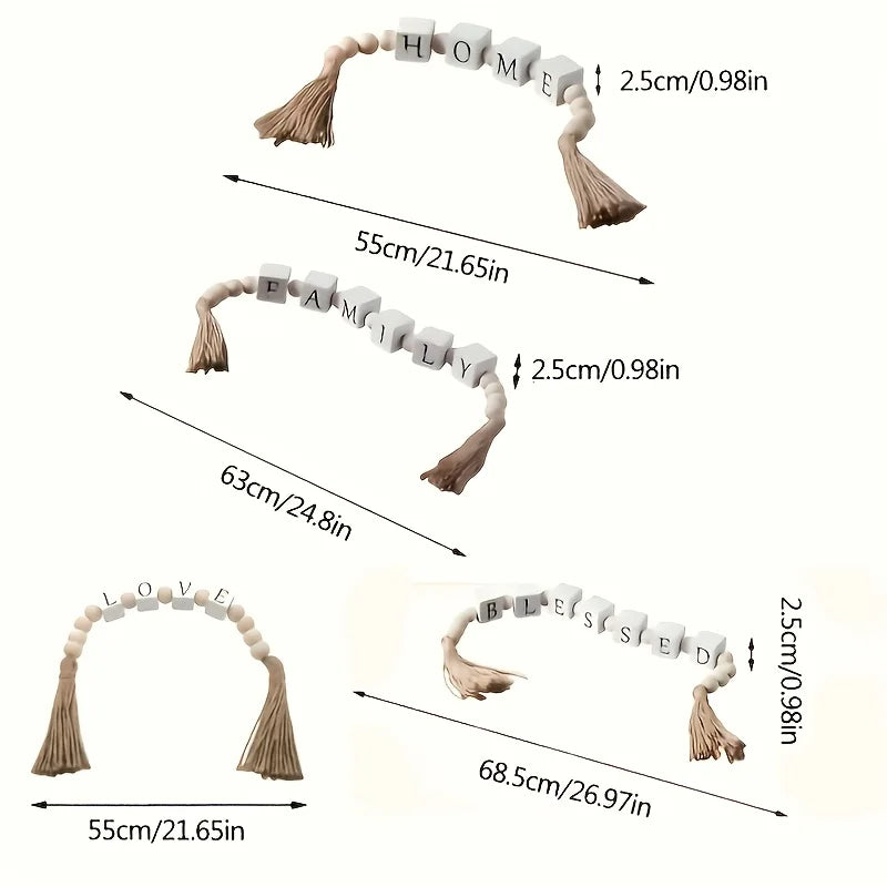 Rustic Wooden Letter Garland with Tassels - R280.00