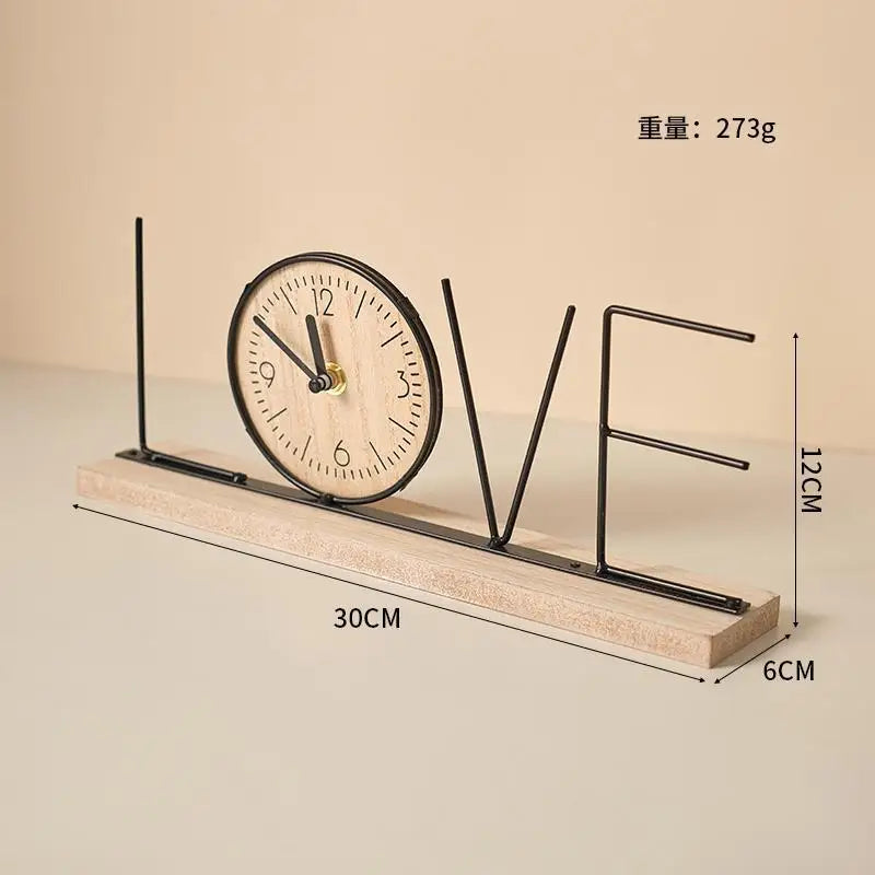 Love Clock Decor - Table Clock with Modern Style, Home Decoration Accent, 30cm x 6cm x 12cm