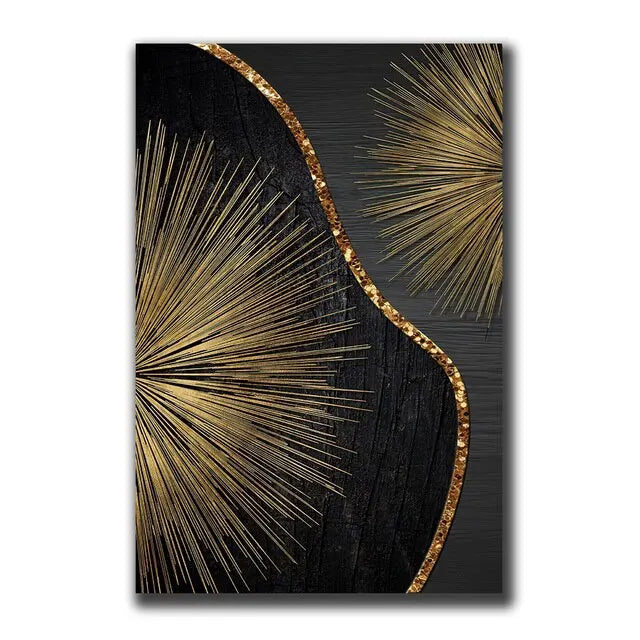 Vintage Wall Art Abstract Gold Black - 500.00 ZAR