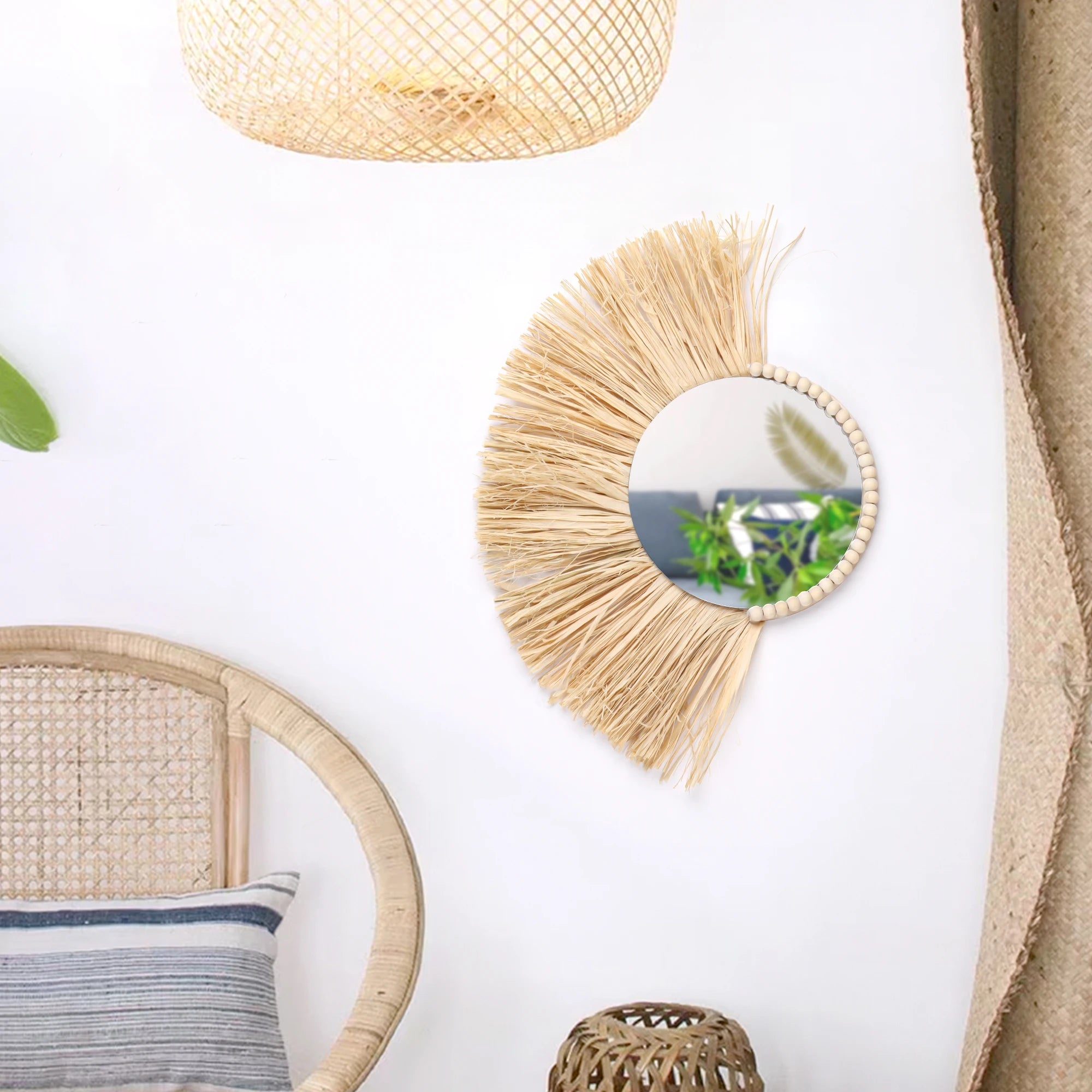 Boho Home Furnishing Forest Rattan Decorative Mirror - 300.00 ZAR