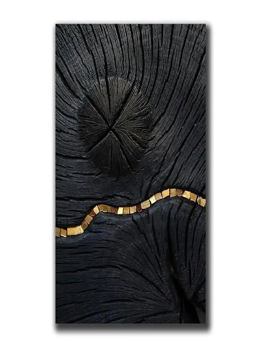 Vintage Wall Art Abstract Gold Black - 500.00 ZAR