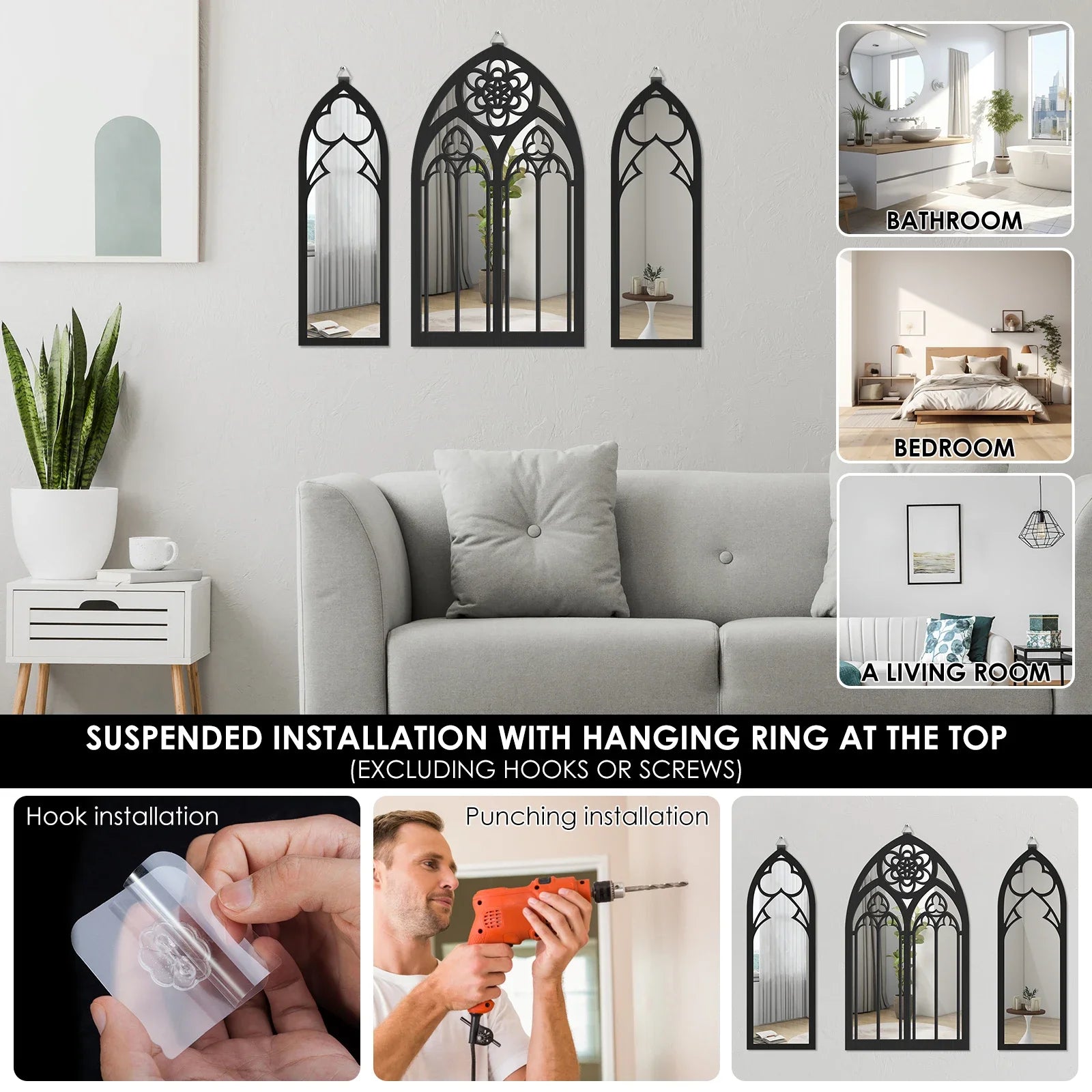 8 Styles Gothic Mirrors Wall Decor Vintage Cathedral Arch Frame - 1,600.00 ZAR