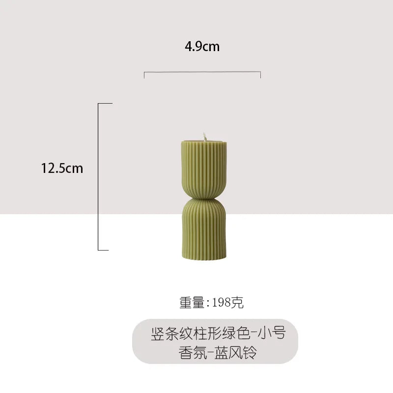 Handmade scented candles with striped columns - 849.00 ZAR