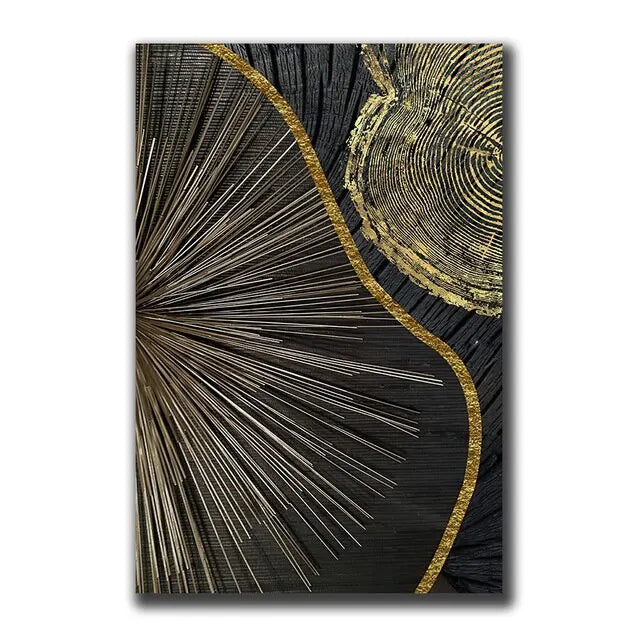 Vintage Wall Art Abstract Gold Black - 500.00 ZAR