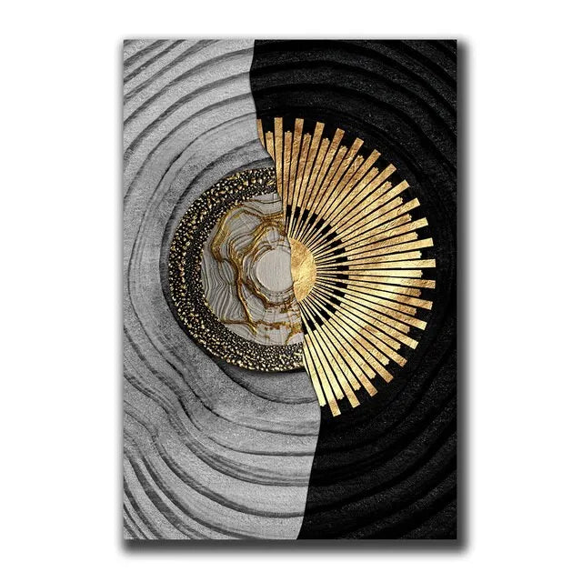 Vintage Wall Art Abstract Gold Black - 500.00 ZAR