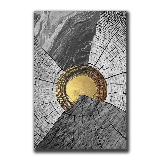 Vintage Wall Art Abstract Gold Black - 500.00 ZAR