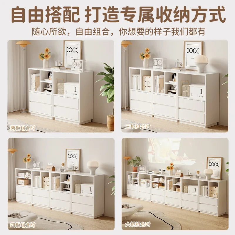 Modern Modular Storage Cabinet System: Configurable Display & Storage in 2, 3, 4, & 6 Unit Combinations.