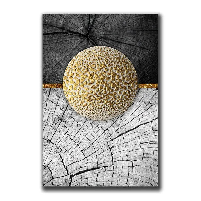 Vintage Wall Art Abstract Gold Black - 500.00 ZAR