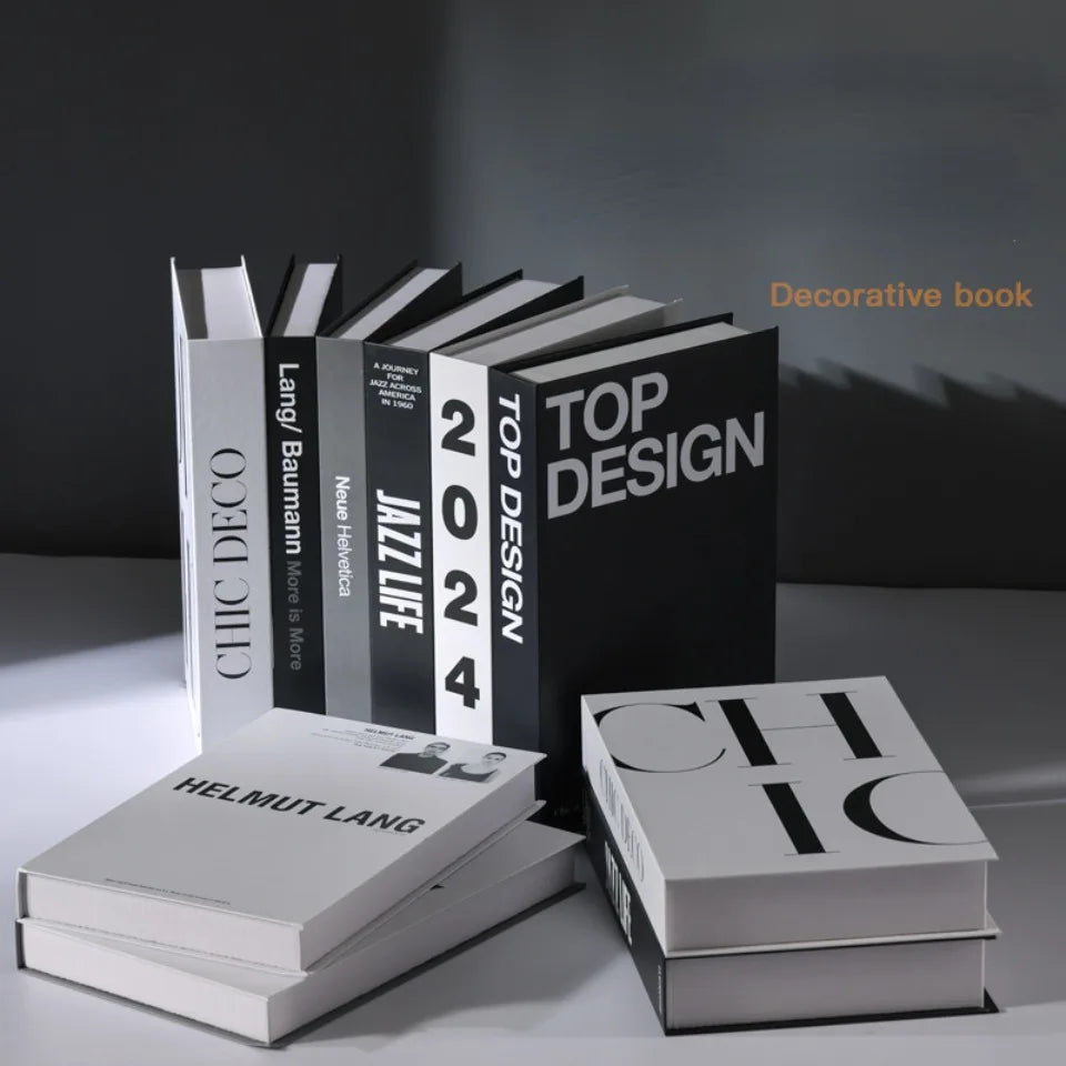 Stylish Decorative Books for Home Decor: Modern Luxury Book Stack for Living Room Display. Design Books, Chic Deco, Helmut Lang