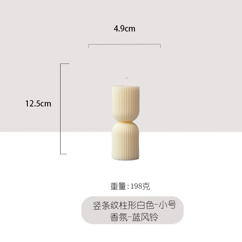 Handmade scented candles with striped columns - 849.00 ZAR