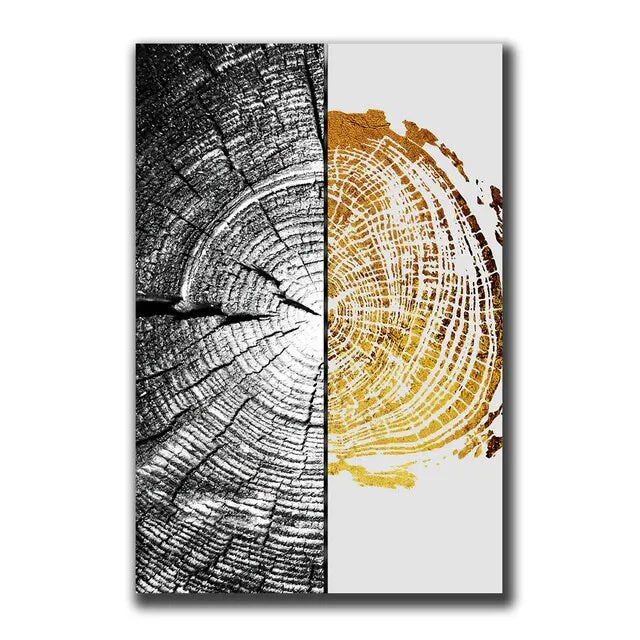 Vintage Wall Art Abstract Gold Black - 500.00 ZAR
