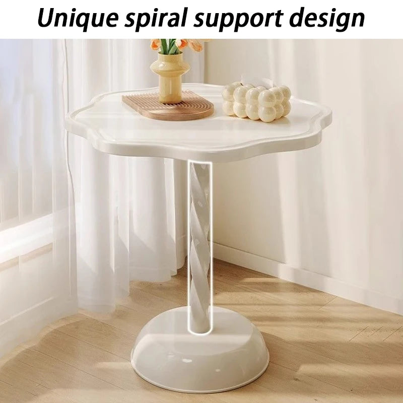 Modern White Coffee Table with Unique Spiral Support Design | Luxury Living Room Decor