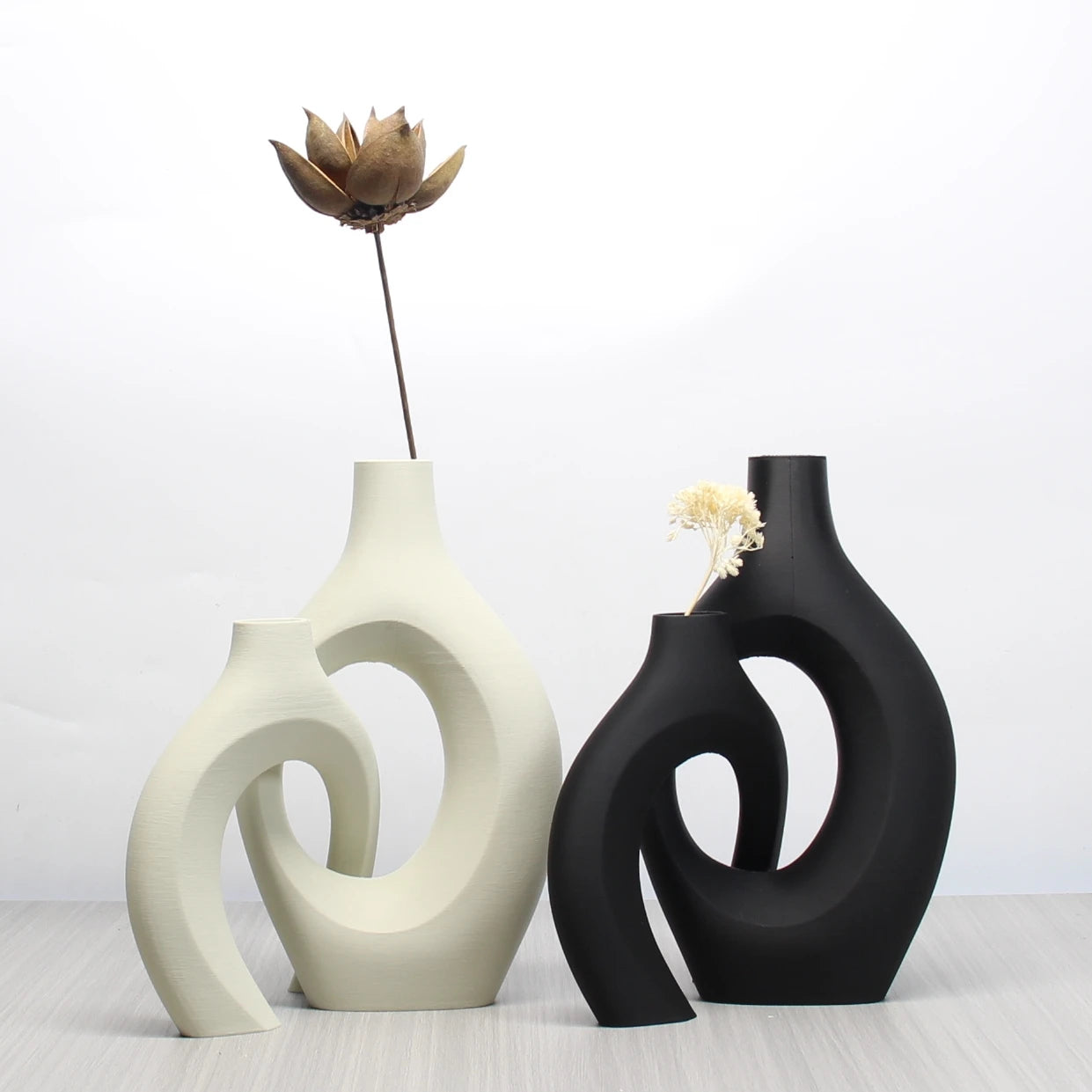 Bohemian Style Art Vases: Black and White Decorative Vases for Home Decor - Set of Vases