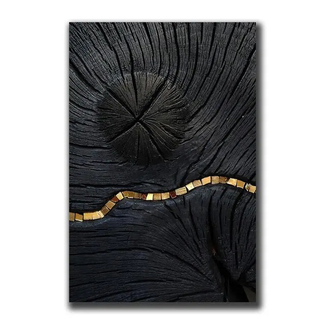 Vintage Wall Art Abstract Gold Black - 500.00 ZAR