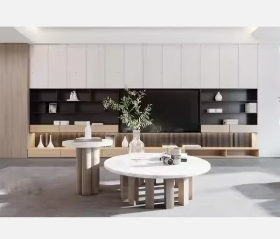 Modern Living Room with TV Cabinet, Wooden Wall, and Simple Design Furniture. Price: 19,999.00 ZAR