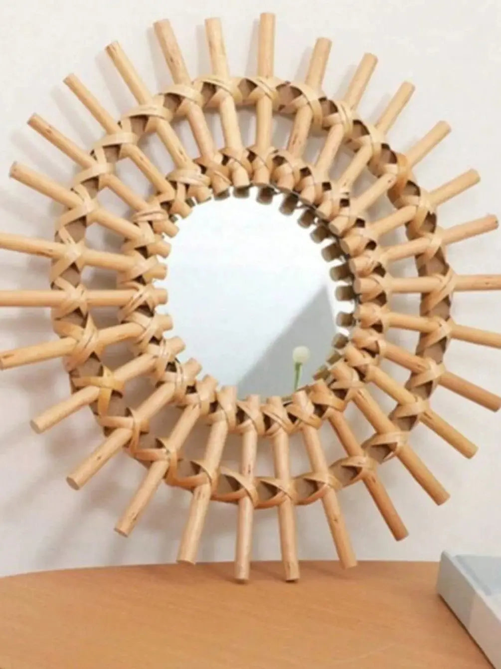 Boho Rattan Wall Mirror, Wall Art - 850.00 ZAR
