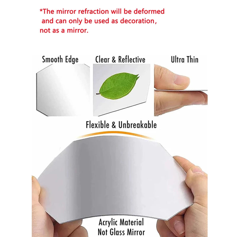 45pcs Mirror Wall Sticker, Hexagon Wall Art Sticker,  - 370.00 ZAR