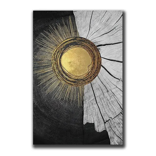 Vintage Wall Art Abstract Gold Black - 500.00 ZAR
