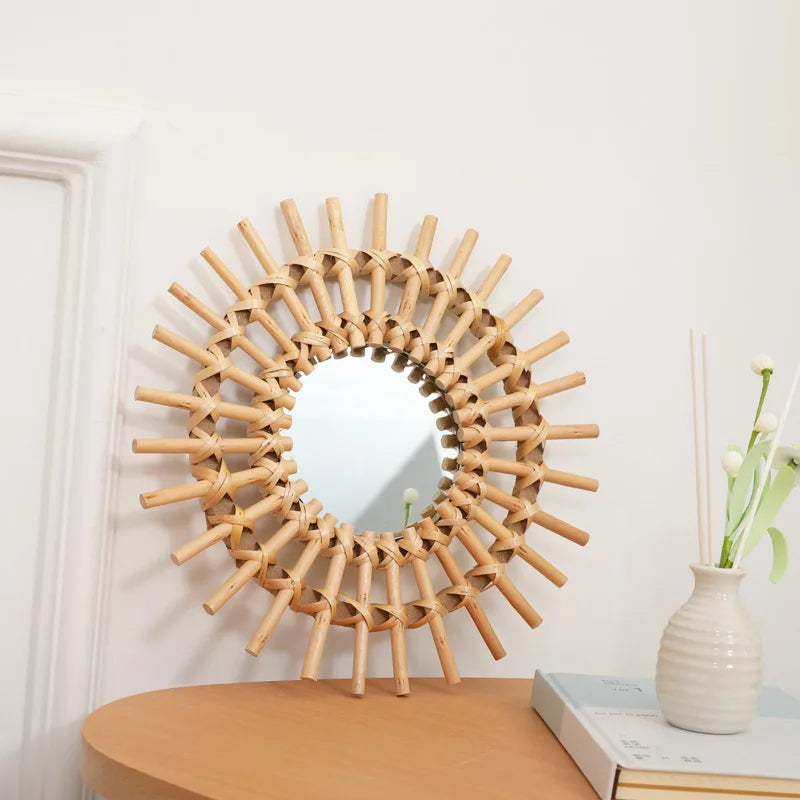 Boho Rattan Wall Mirror, Wall Art - 850.00 ZAR