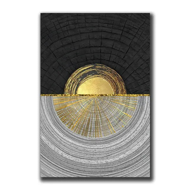 Vintage Wall Art Abstract Gold Black - 500.00 ZAR