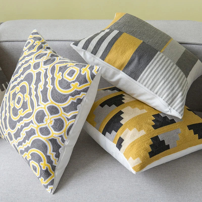 Home Decor Cushion Cover Yellow Grey/White  - 400.00 ZAR