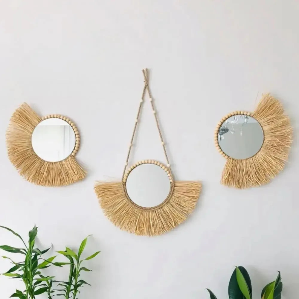Boho Home Furnishing Forest Rattan Decorative Mirror - 300.00 ZAR