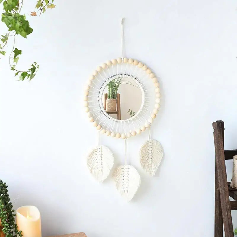 Boho Wall Mirror Stylish Acrylic Round Mirrors Chic Wall Decor Art  - 560.00 ZAR