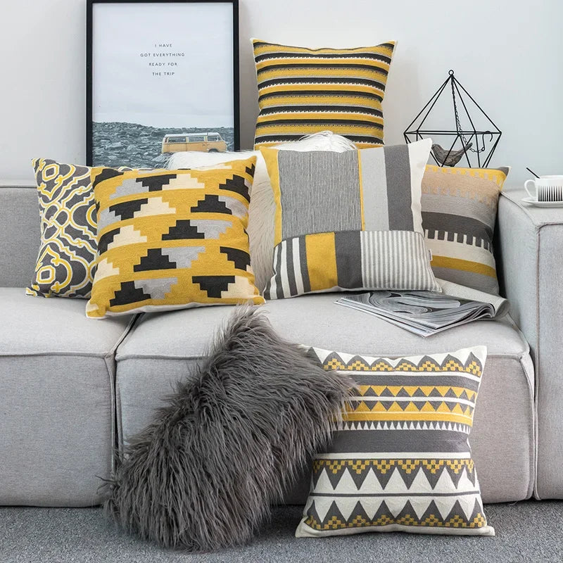 Home Decor Cushion Cover Yellow Grey/White  - 400.00 ZAR