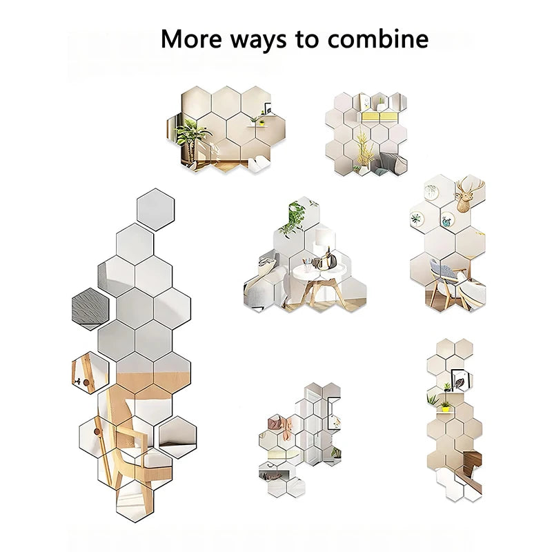 45pcs Mirror Wall Sticker, Hexagon Wall Art Sticker,  - 370.00 ZAR