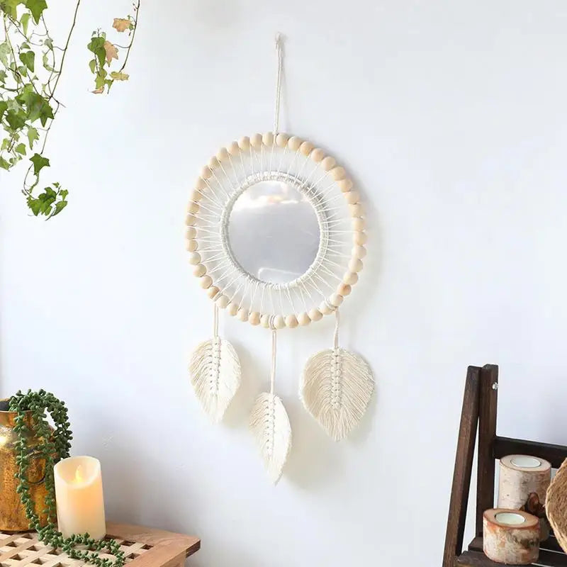 Boho Wall Mirror Stylish Acrylic Round Mirrors Chic Wall Decor Art  - 560.00 ZAR