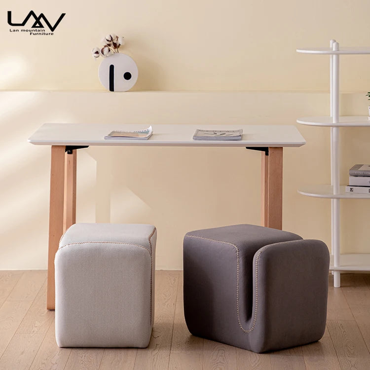 Modern Fabric Foot Stool: Stylish Seating for Bedroom & Living Room - Lan Mountain Furniture