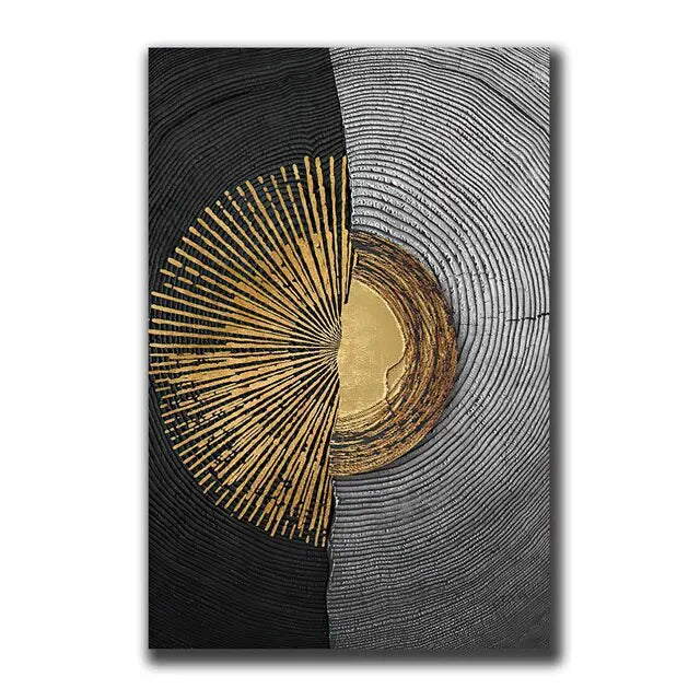Vintage Wall Art Abstract Gold Black - 500.00 ZAR