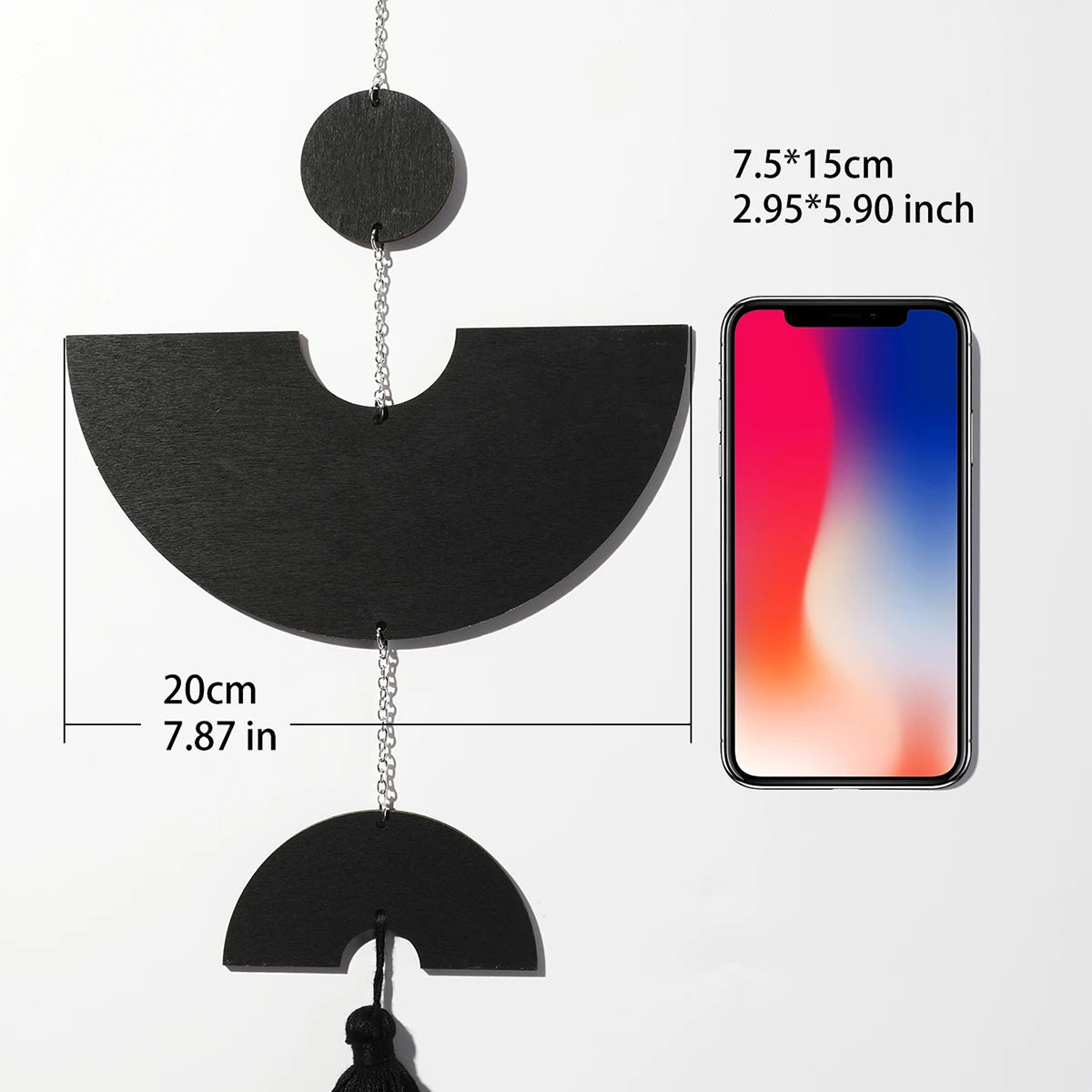 Boho Wall Decor: Black Wood Dream Catcher with Dimensions