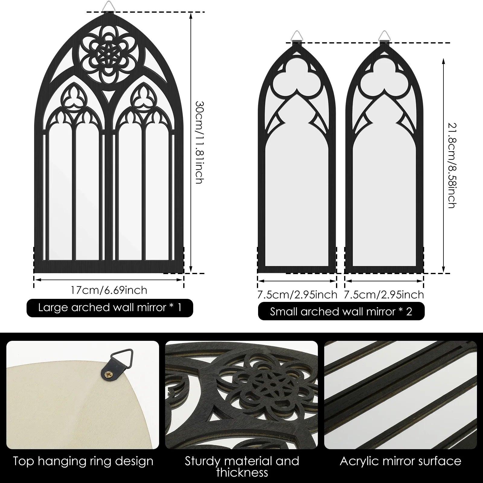 8 Styles Gothic Mirrors Wall Decor Vintage Cathedral Arch Frame - 1,600.00 ZAR