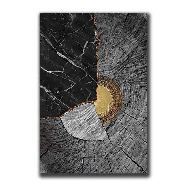 Vintage Wall Art Abstract Gold Black - 500.00 ZAR