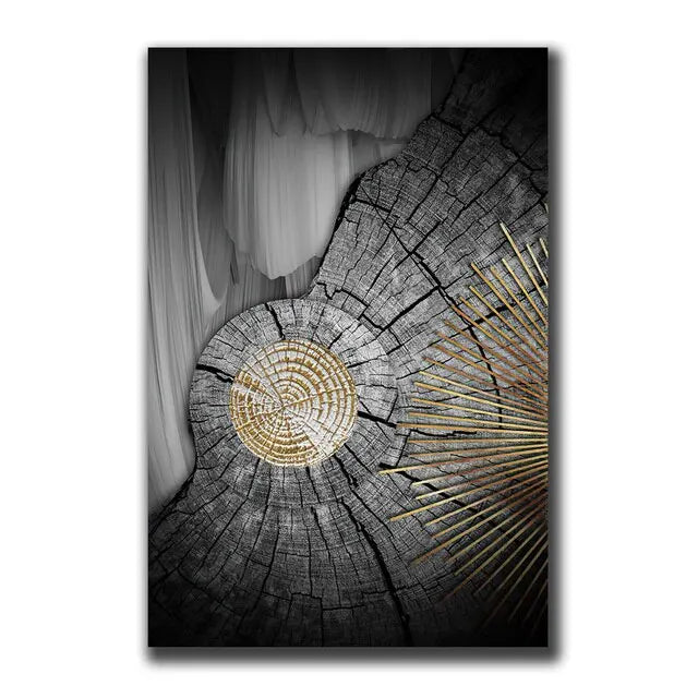 Vintage Wall Art Abstract Gold Black - 500.00 ZAR