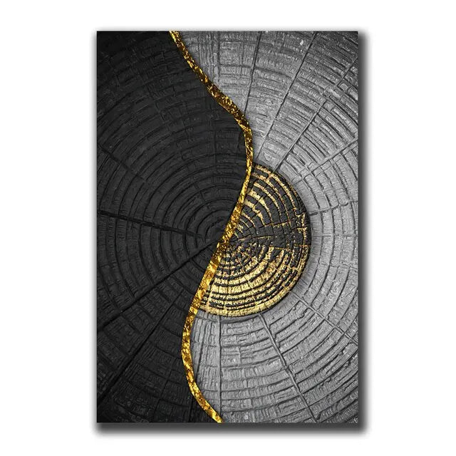 Vintage Wall Art Abstract Gold Black - 500.00 ZAR