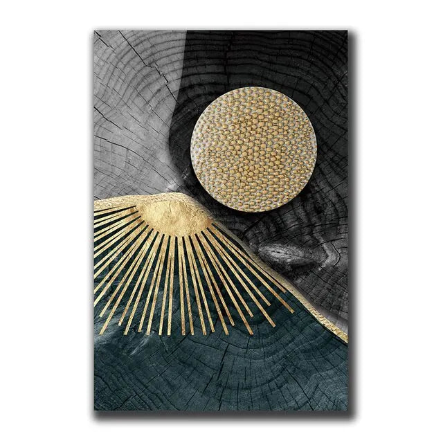 Vintage Wall Art Abstract Gold Black - 500.00 ZAR