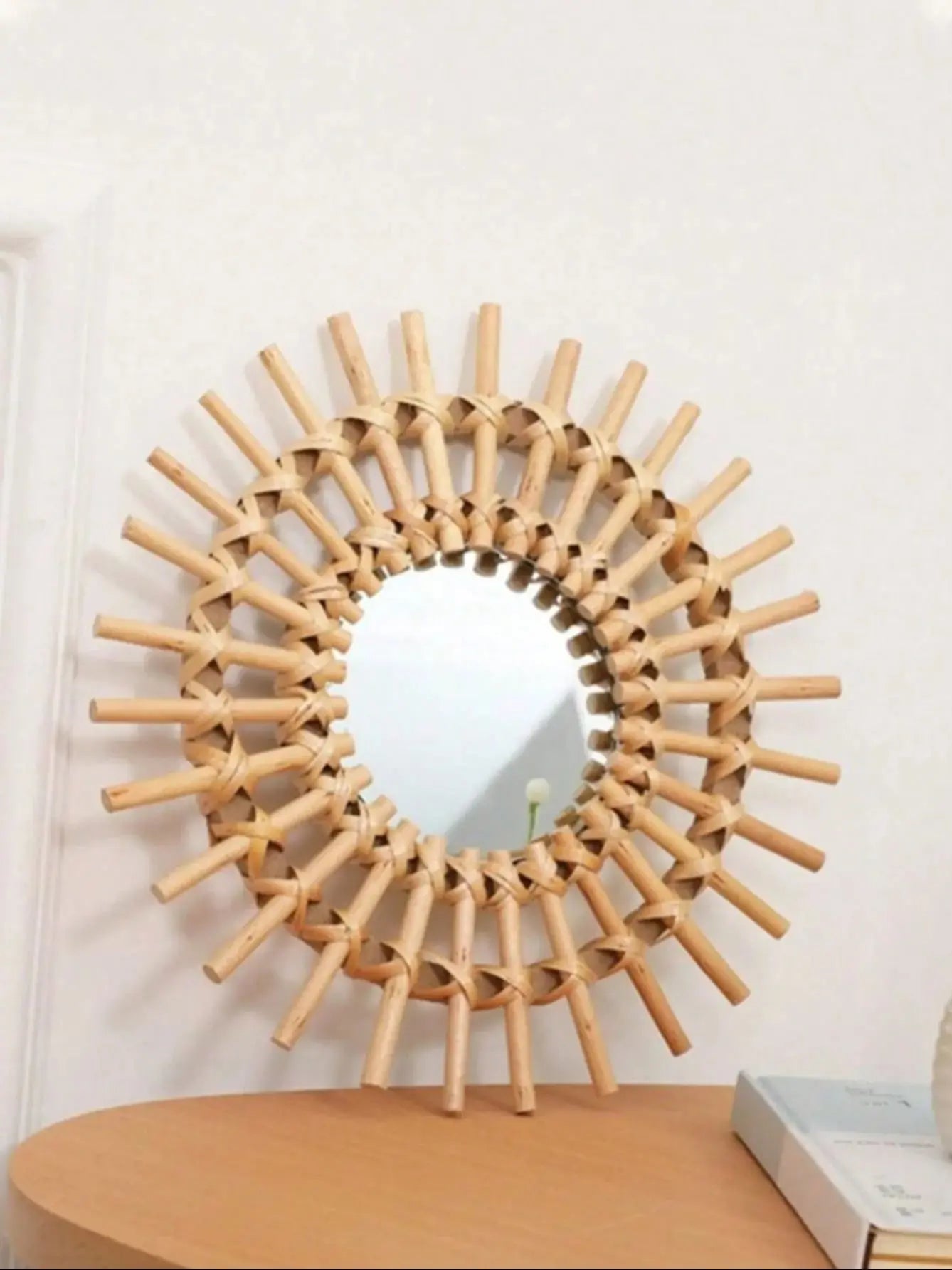 Boho Rattan Wall Mirror, Wall Art - 850.00 ZAR