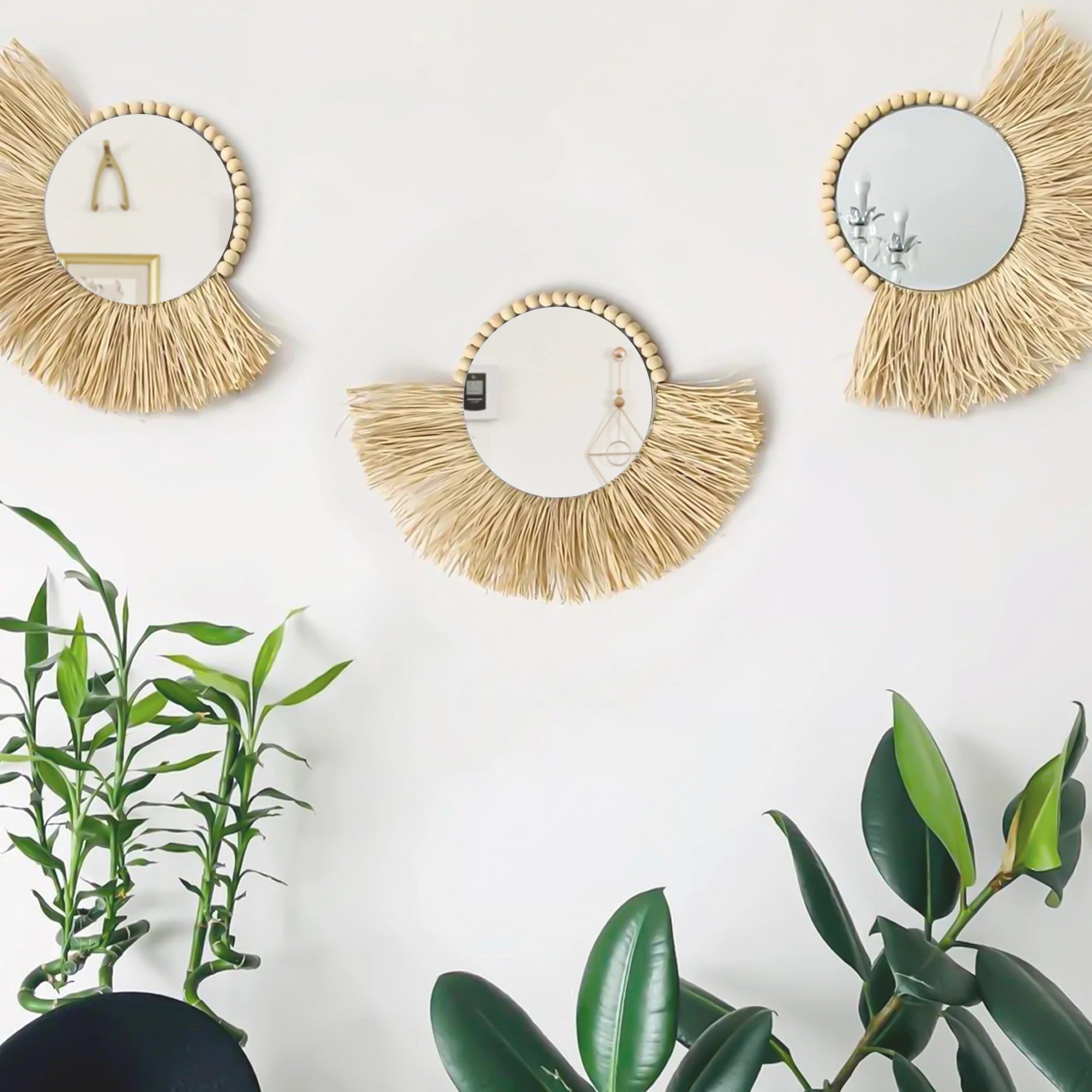 Boho Home Furnishing Forest Rattan Decorative Mirror - 300.00 ZAR