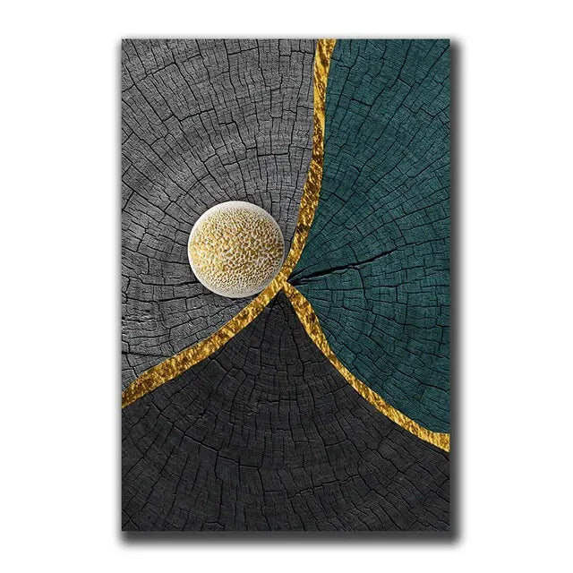 Vintage Wall Art Abstract Gold Black - 500.00 ZAR