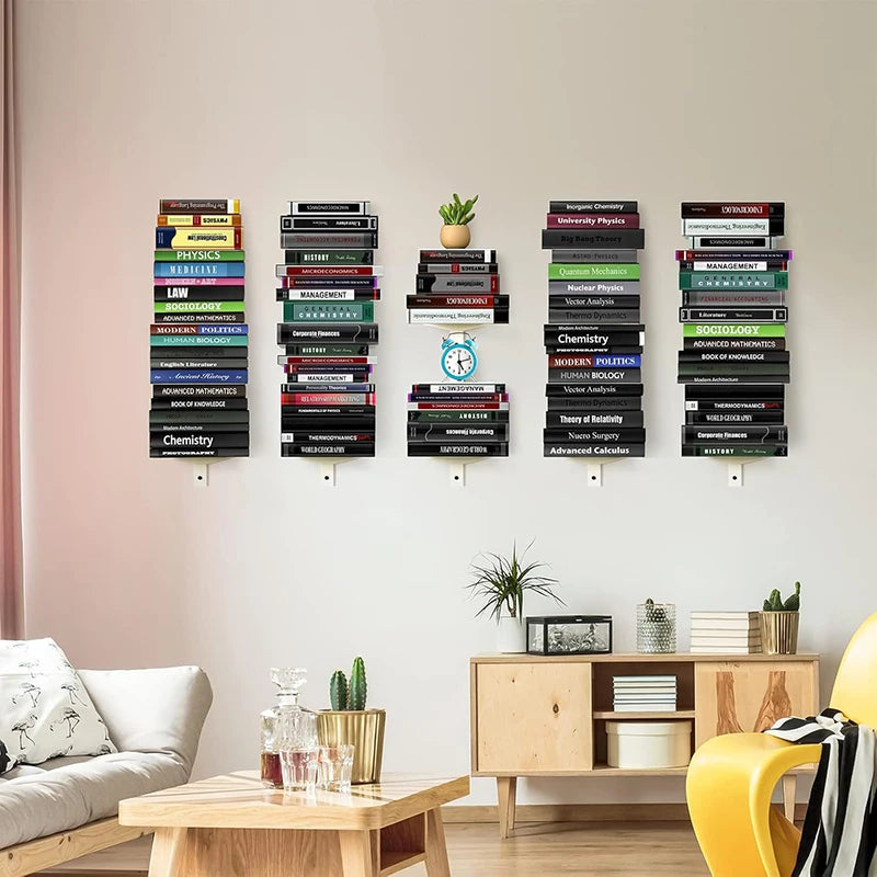 Modern Wall Bookshelves: Living Room Decor with Floating Bookcases, Stylish Storage Furniture
