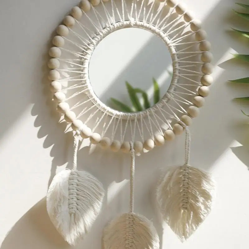 Boho Wall Mirror Stylish Acrylic Round Mirrors Chic Wall Decor Art  - 560.00 ZAR