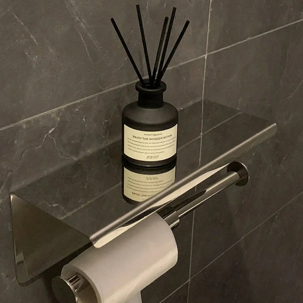 Flameless Jasmine Fragrance Oil Diffuser on Bathroom Shelf: Aromatherapy Decor