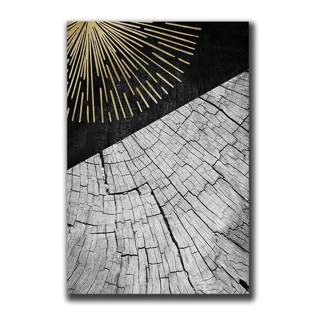 Vintage Wall Art Abstract Gold Black - 500.00 ZAR
