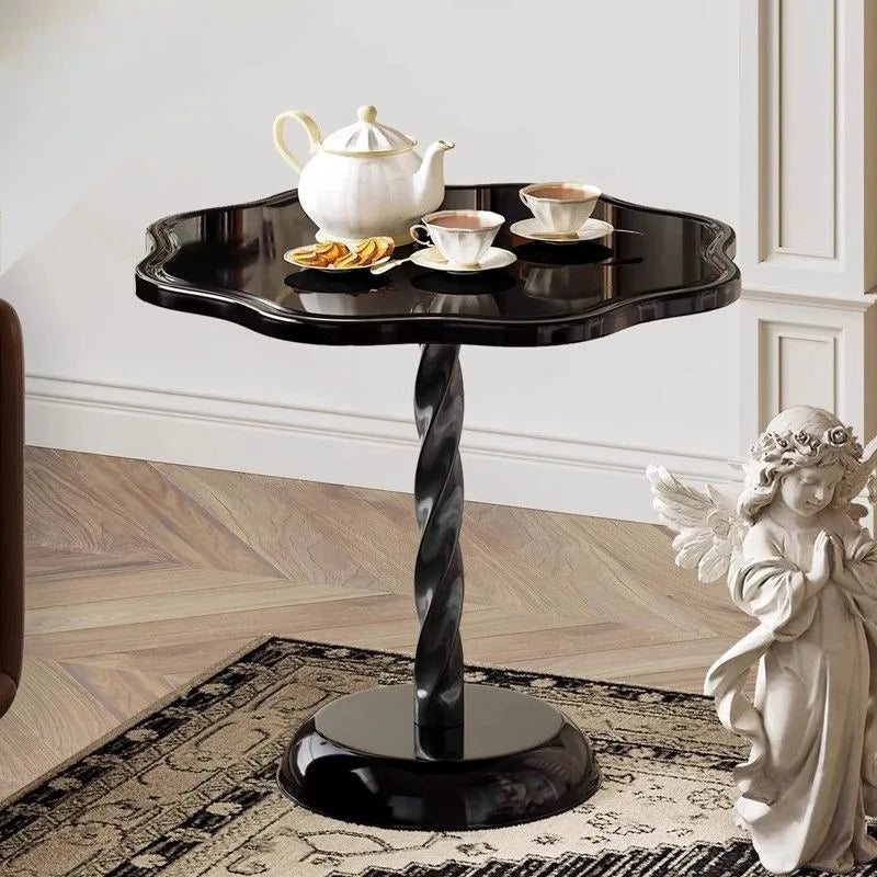 Luxury Black Coffee Table: Modern Design, Twisted Base, Decorative Table for Living Room.
