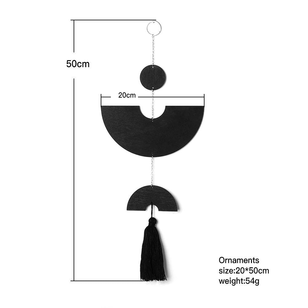 Black Boho Wood Dream Catcher Wall Hanging - Modern Style Room Decor Ornament