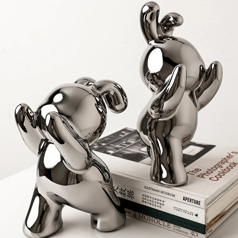 Ceramic Rabbit Bookend Statues - 1,330.00 - ZAR